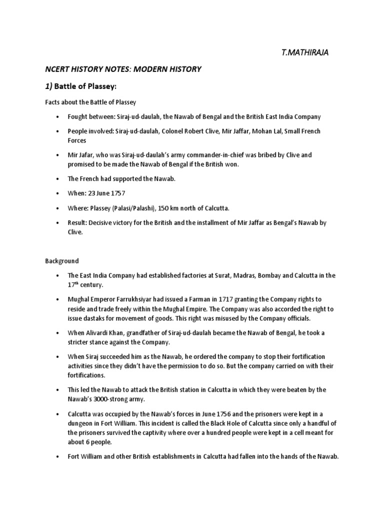 NCERT Modern History Notes | PDF | East India Company | Swami Vivekananda