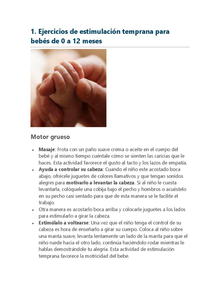 49 Ejercicios de Estimulación Temprana para Bebés y Niños | PDF ...