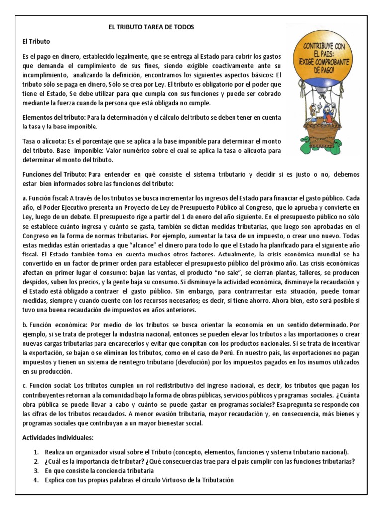 Importancia y Funciones del Tributo | PDF | Presupuesto | Impuestos