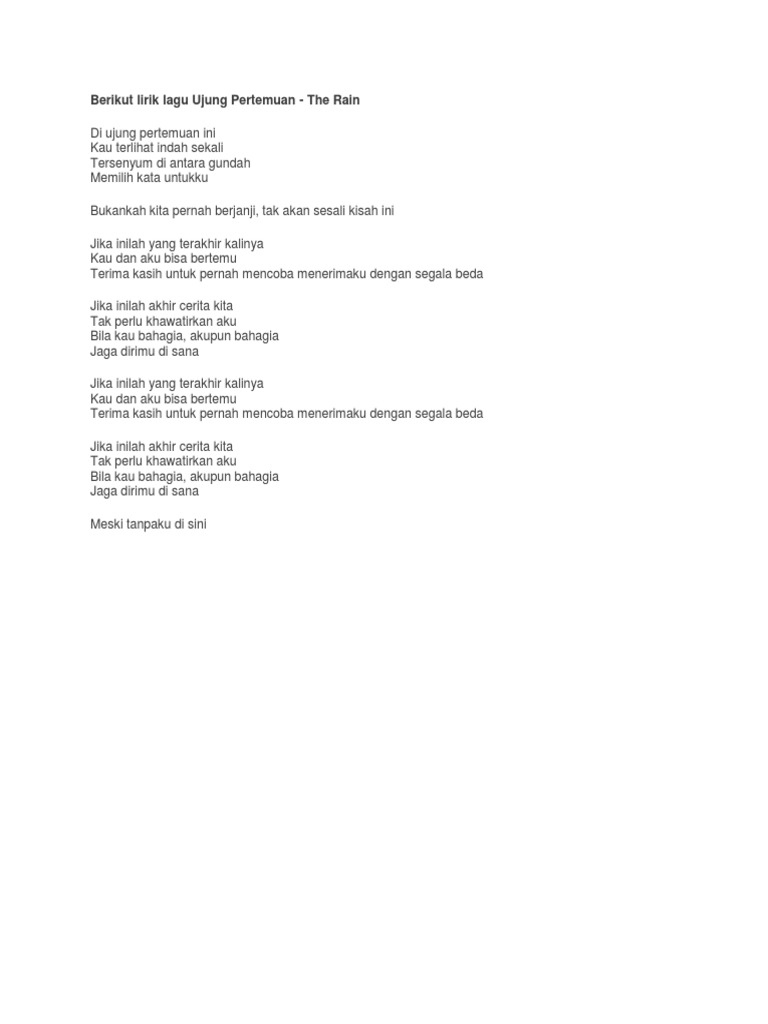 Lirik Lagu Ujung Pertemuan Pdf