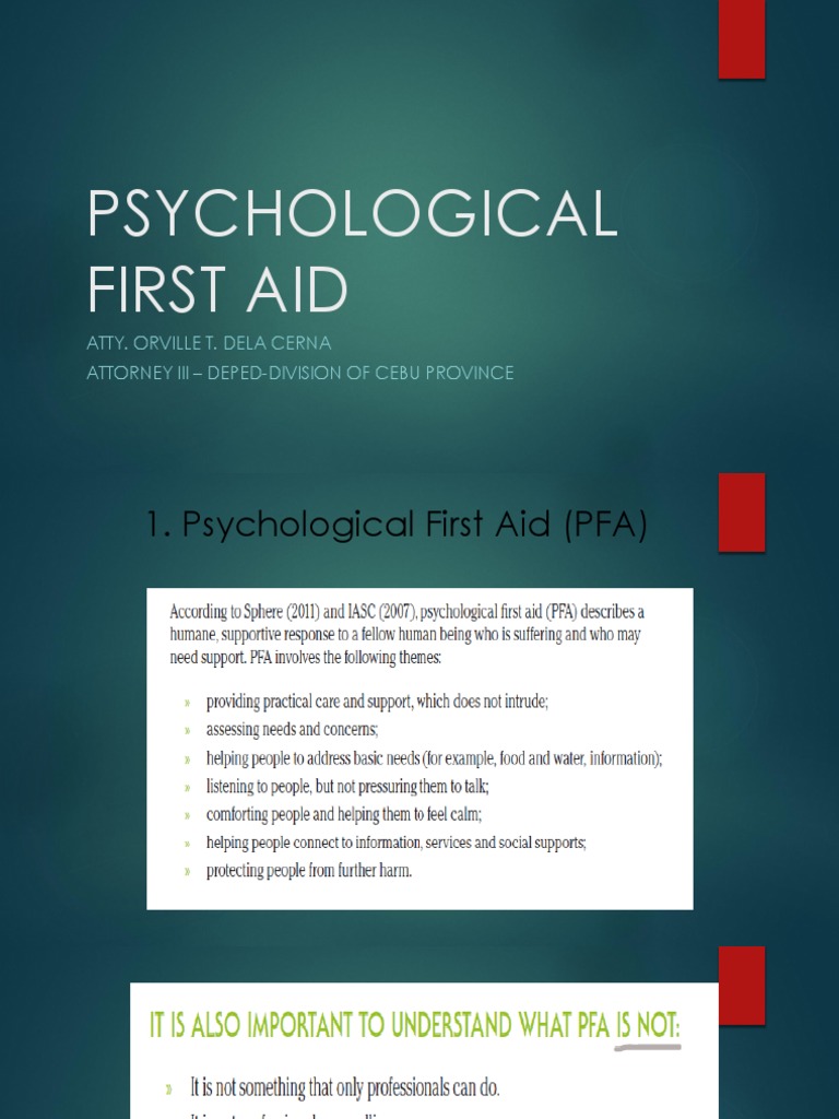 PSYCHOLOGICAL FIRST AID.ppt Feeling Strength Of Materials