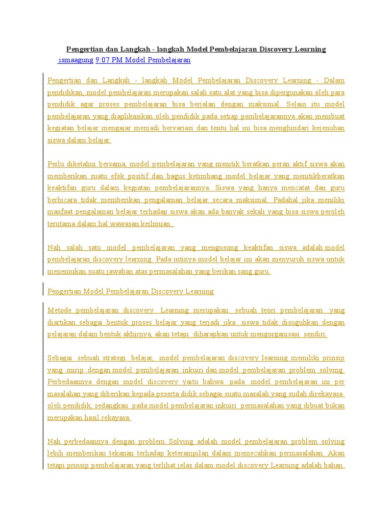 Artikel Model Belajar Saintifik Discovery Pdf