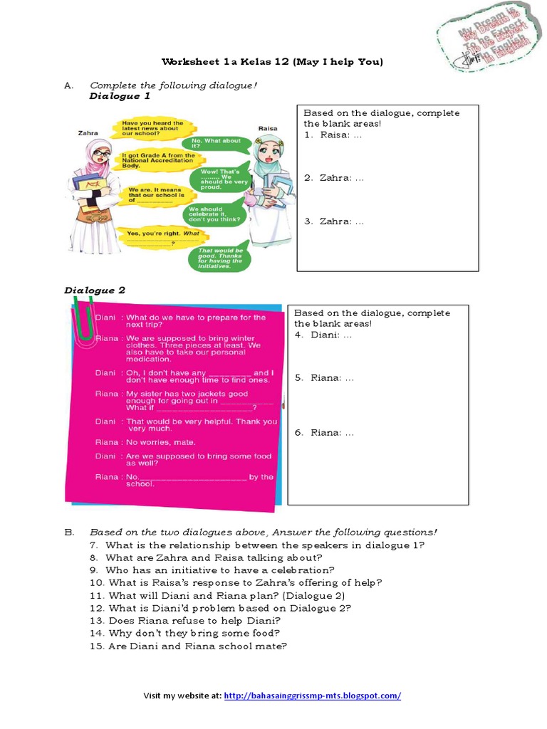 Worksheet 1a Kelas 12 Chapter I Pdf Pdf