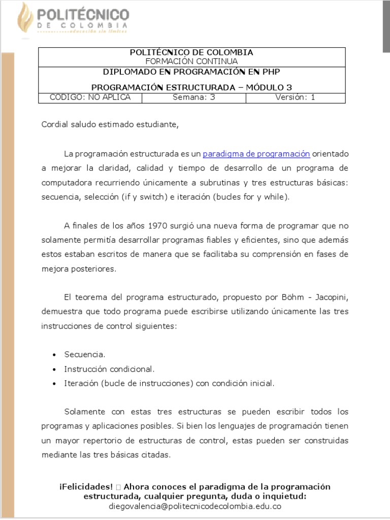 Módulo 3 - Programación Estructurada | PDF
