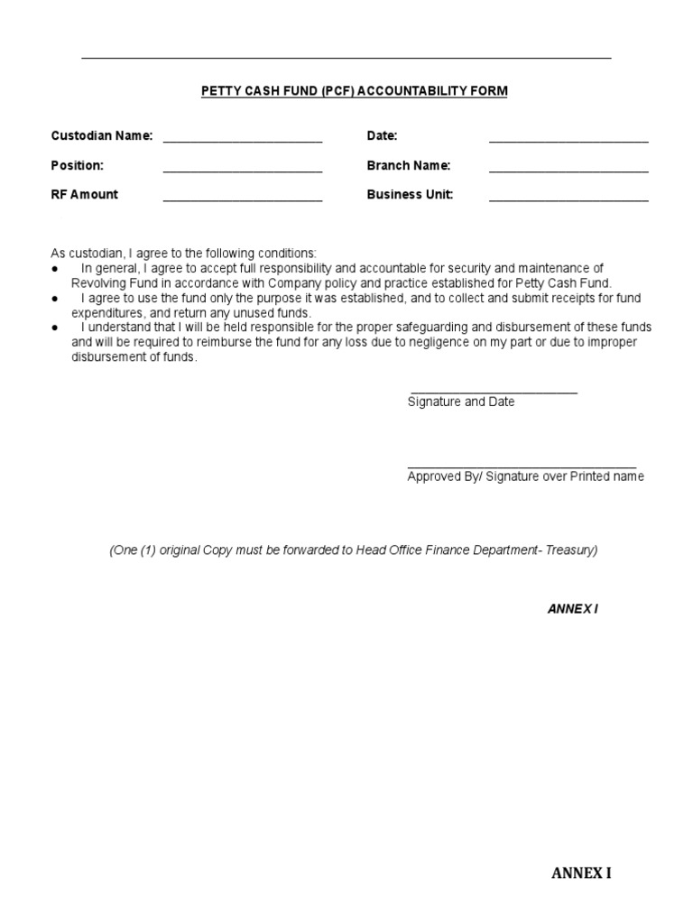 Petty Cash Fund Accountability Form | PDF | Finance & Money Management