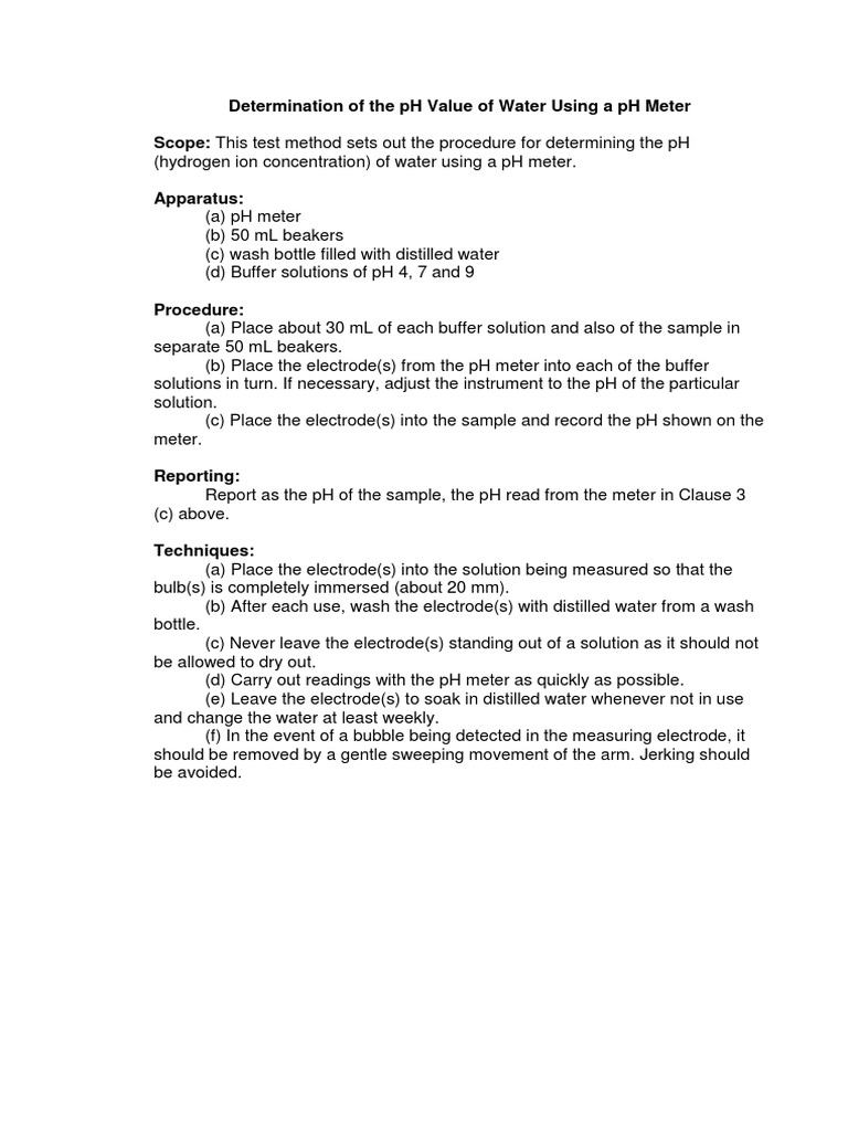 pH Measurement of Water Samples | PDF | Ph | Filtration