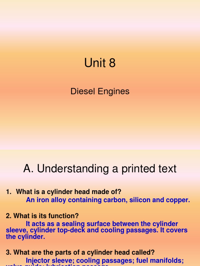 Unit 8 Answers PDF Motor Oil Cylinder (Engine)
