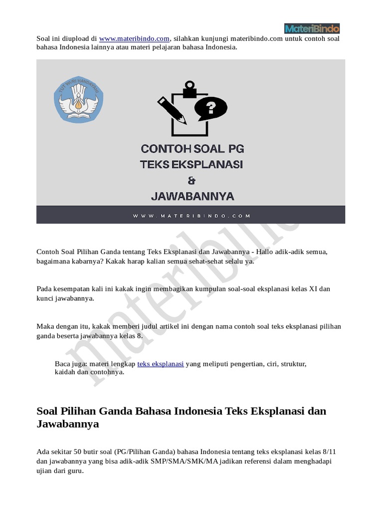 Contoh Soal Teks Eksplanasi Pdf