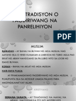 Mga Tradisyon o Pagdiriwang Na Panrelihiyon