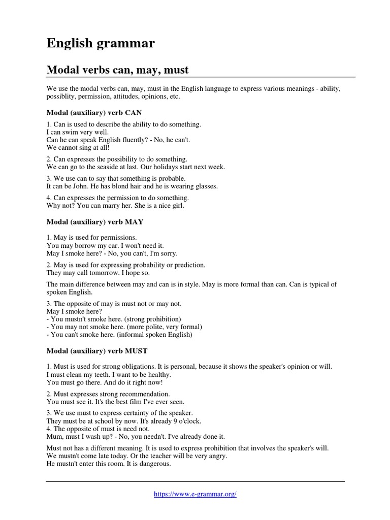 Modal Verbs PDF | PDF