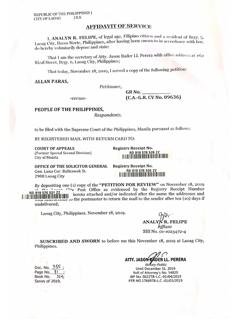 Affidavit of Service | PDF
