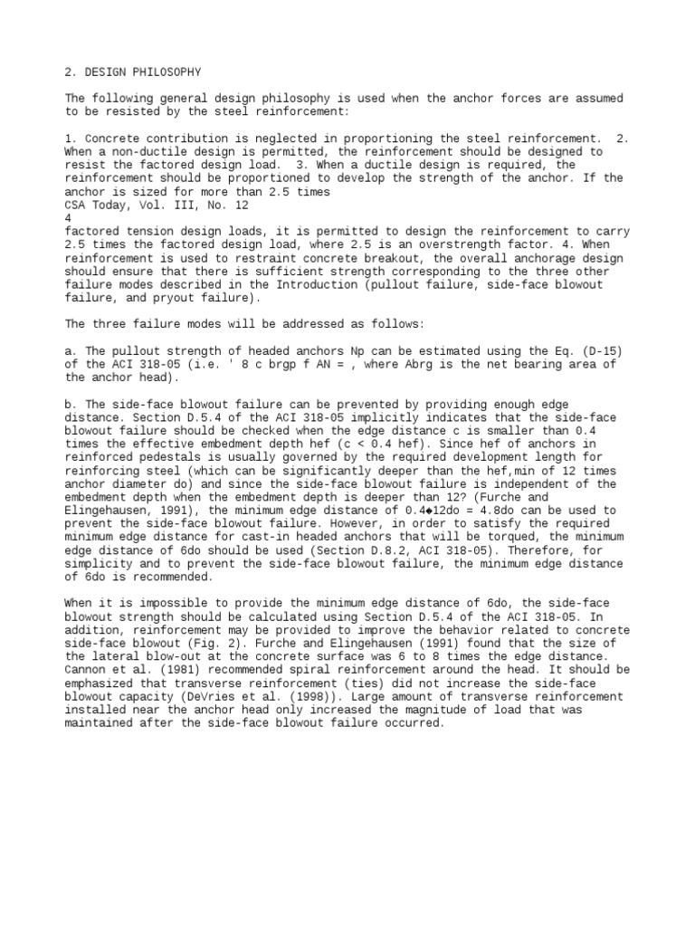 Design Of Anchor Reinforcement In Concrete Pedestals Pdf Concrete