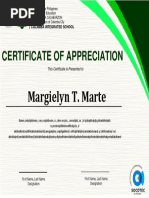 Certificate of Appreciation: Margielyn T. Marte