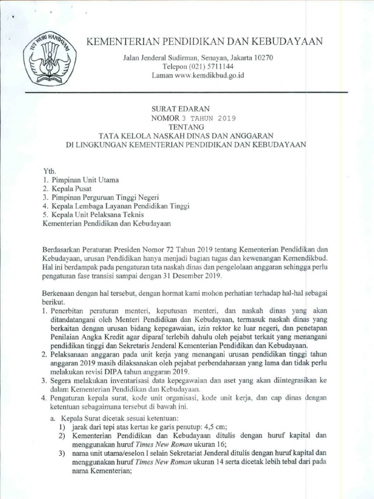 Surat Edaran Tata Kelola Naskah Dinas