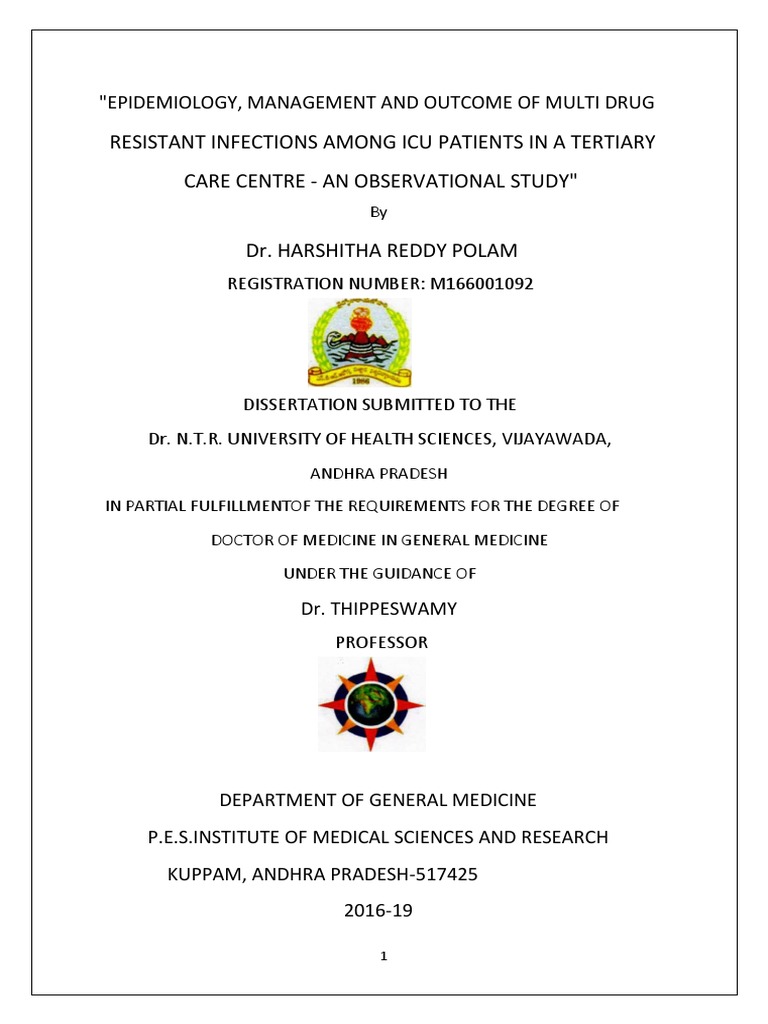 Epidemiology, Management and of Multidrug Resistance Infections