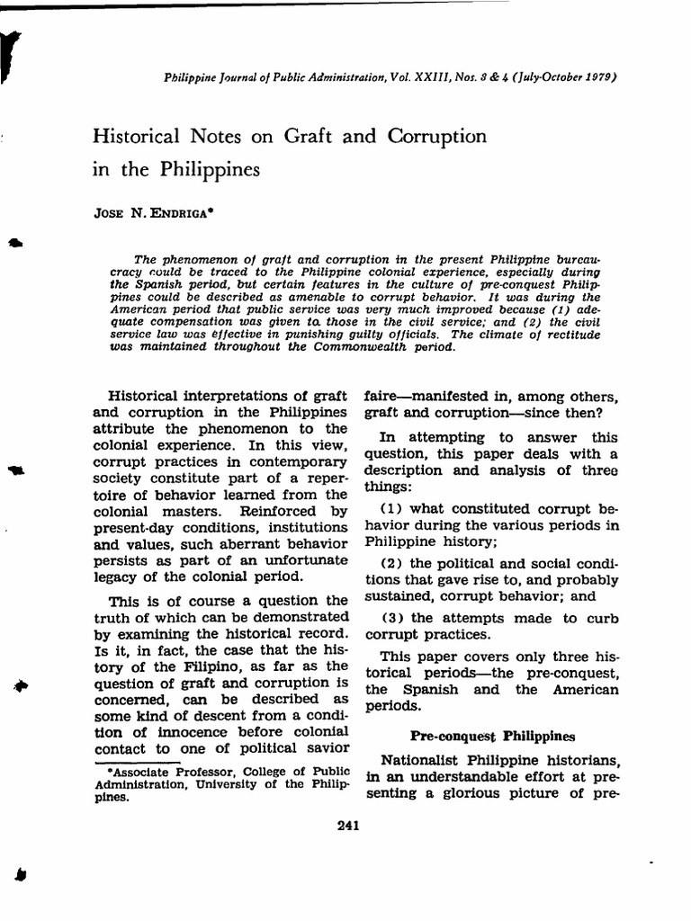 Historical Notes On Graft and Corruption in The Phils. | PDF ...