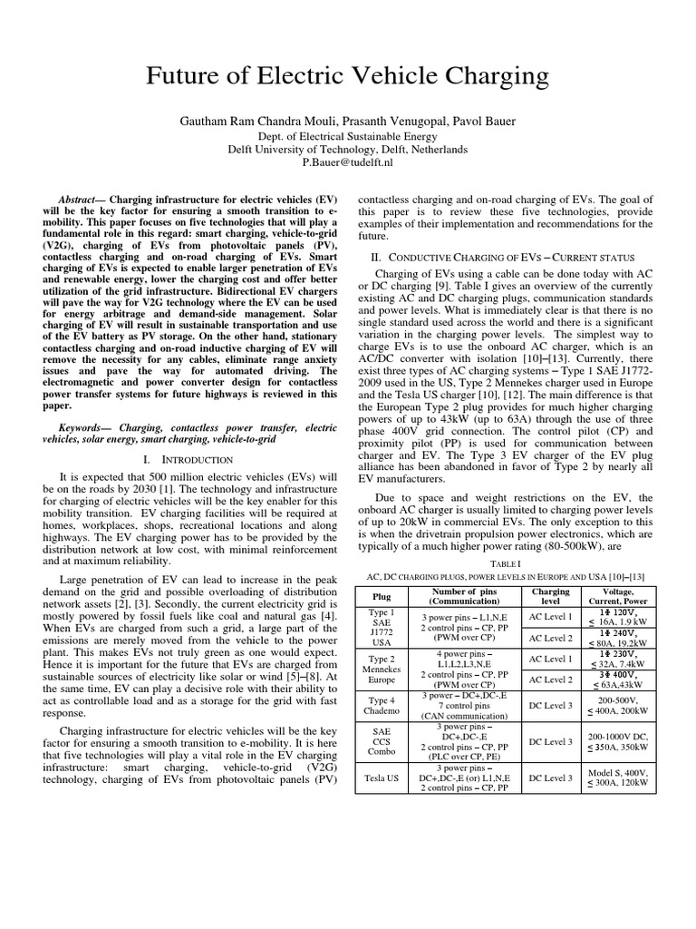 EV Charging Infrastructure Technologies | PDF | Electric Vehicle ...