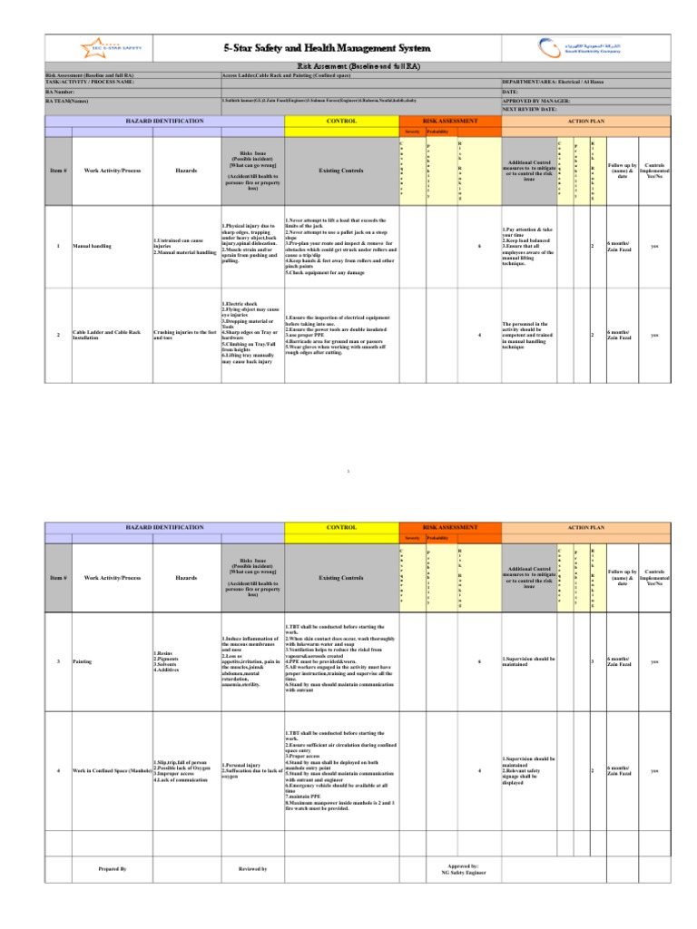 Ladder and Painting Risk Assessment | PDF | Risk Assessment | Personal ...