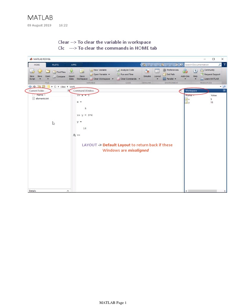 Matlab: Clear - To Clear The Variable in Workspace CLC - To Clear The ...