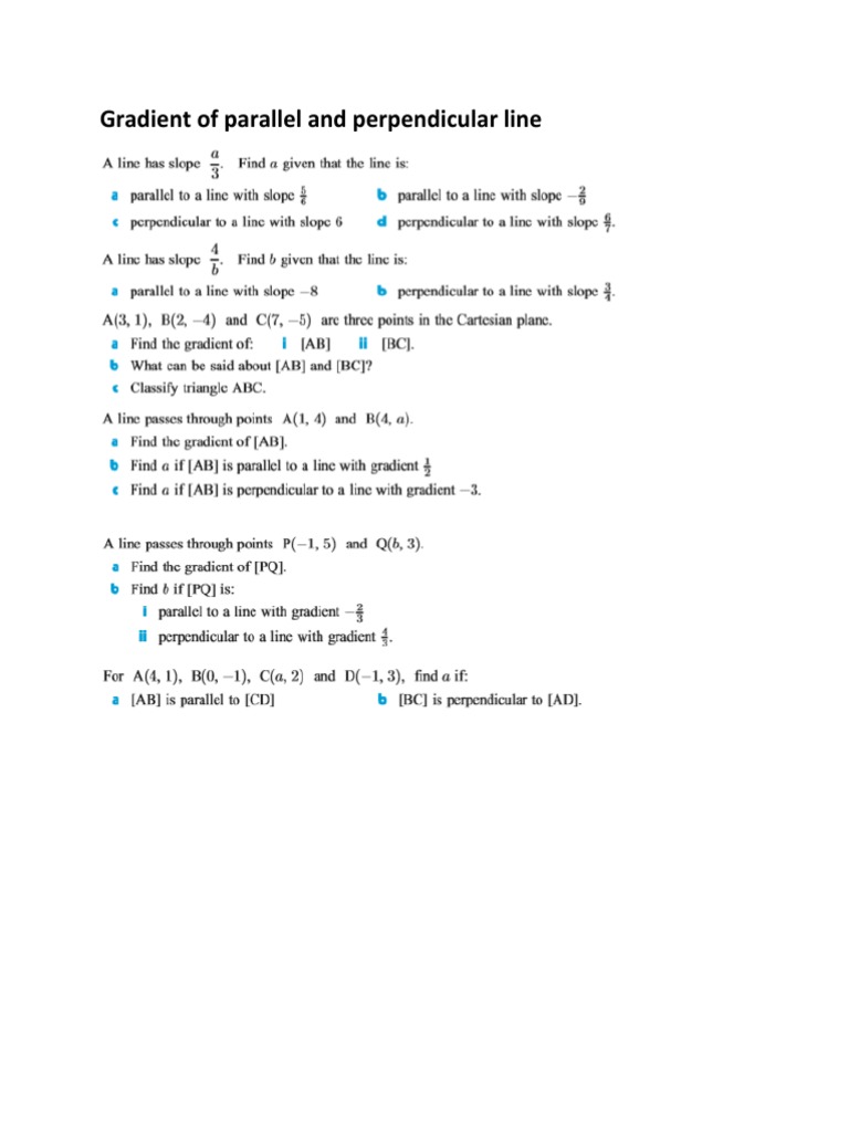 Understanding Line Gradients: Parallel vs. Perpendicular | PDF