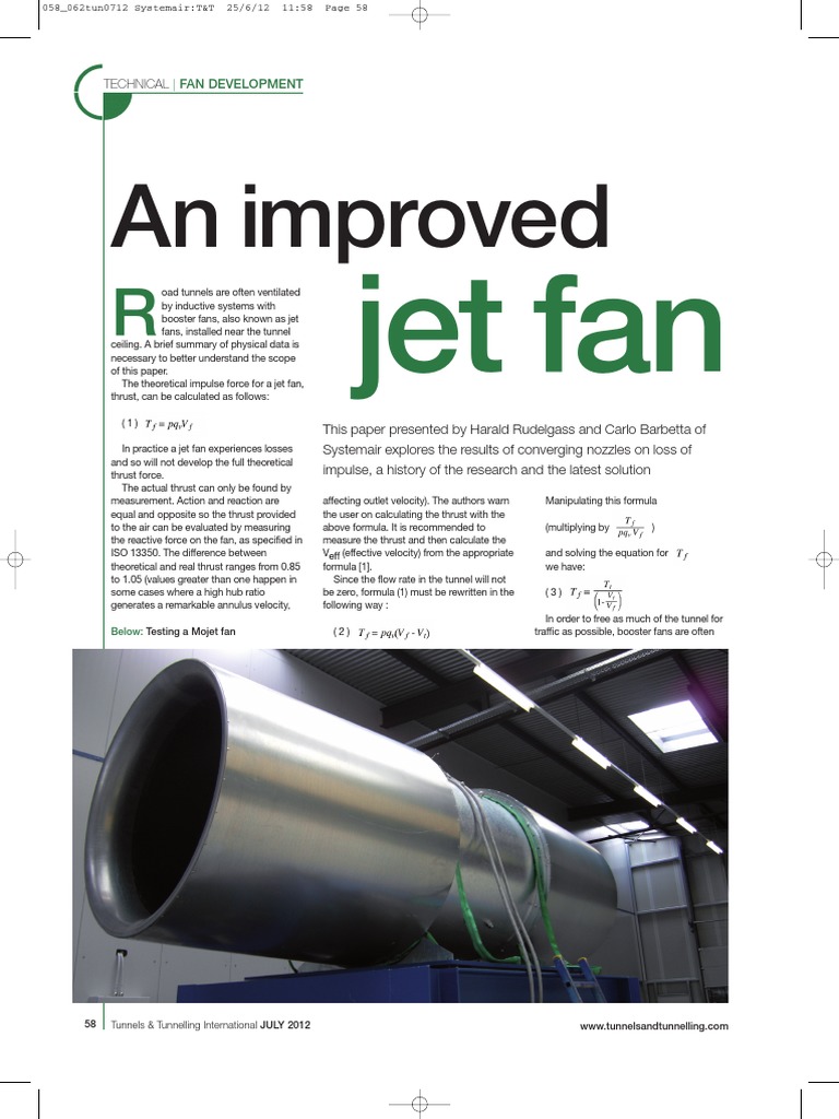 Jet Fan Thrust in Tunnel Ventilation | PDF | Jet Engine | Thrust