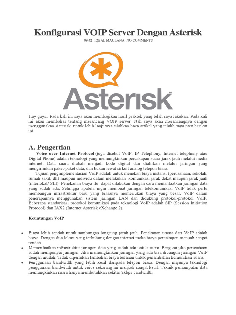 Konfigurasi Server VoIP dengan Asterisk | PDF