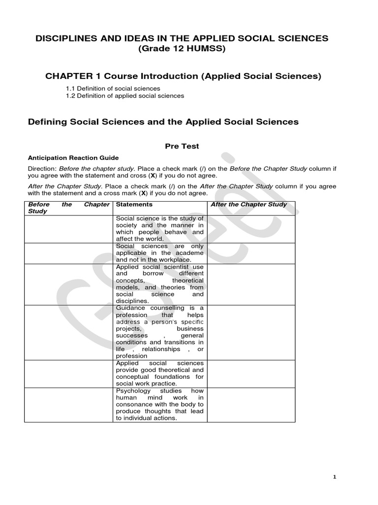 Disciplines And Ideas In The Applied Social Sciences (Grade 12 HUMSS ...