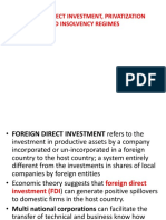 Foreign Direct Investment, Privatization and Insolvency Regimes