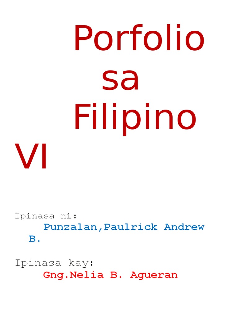 Porfolio Sa Filipino VI: Punzalan, Paulrick Andrew B | PDF