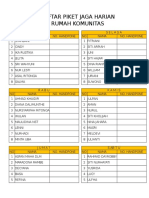 Daftar Piket Jaga Harian Rumah Komunitas