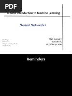 Neural Networks: 10-601B Introduction To Machine Learning