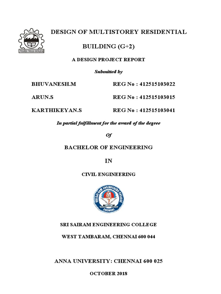 G+2 Residential Building Design Report | PDF | Stairs | Beam (Structure)