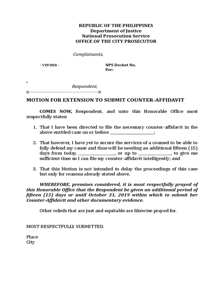 Legal Motion for Extension Request | PDF