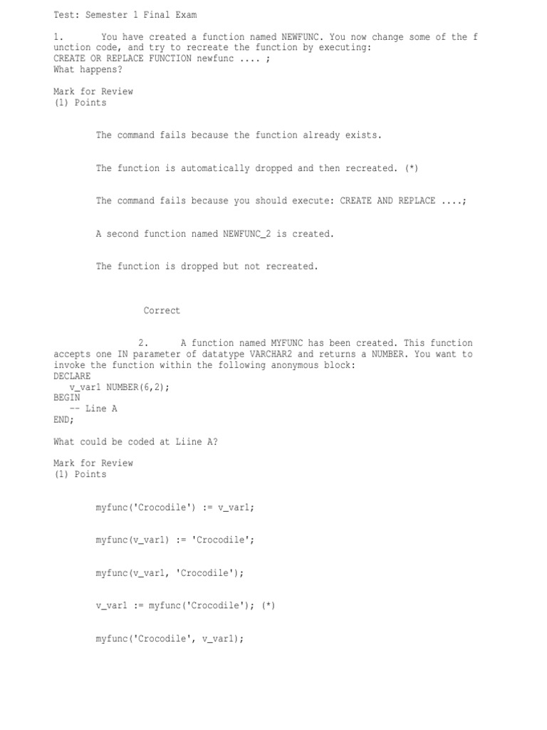 PL/SQL Function and Procedure Exam Guide | PDF | Pl/Sql | Parameter ...