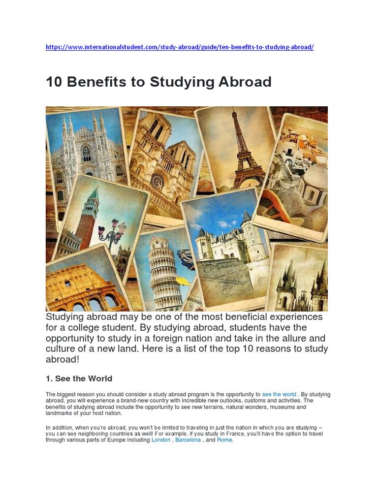 Top 10 Benefits of Studying Abroad | PDF | International Student ...