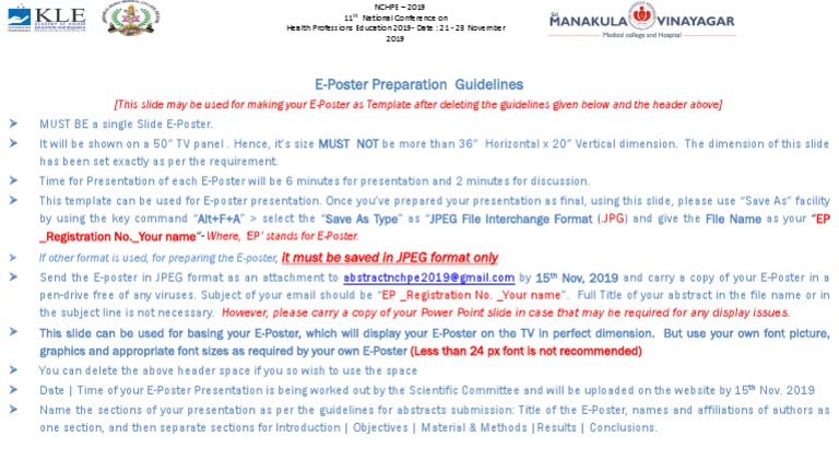 This Slide May Be Used For Making Your E-Poster As Template After ...