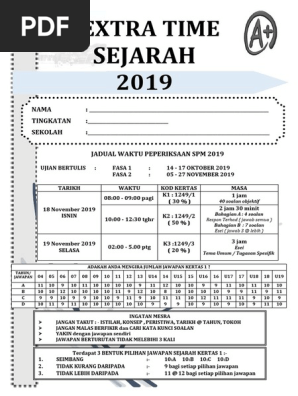 2019 Spm Sejarah Extra Time Pdf