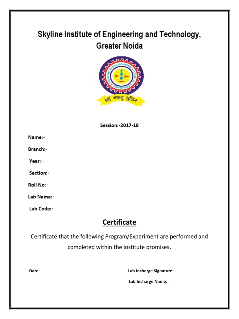 C Programming Lab Certificate 2017-18 | PDF | Art | Computers