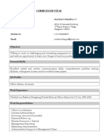 Curriculum Vitae: Name: Present Address: #521/8 Ramaiah Building