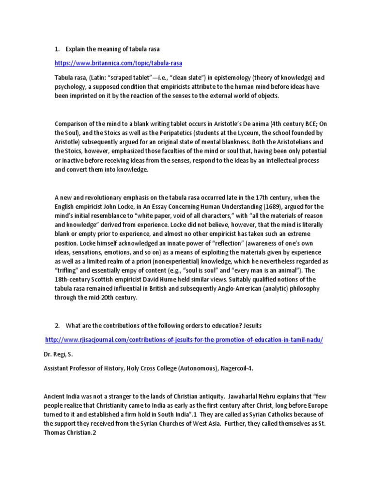 Understanding Tabula Rasa | PDF | Academic Freedom | Empiricism