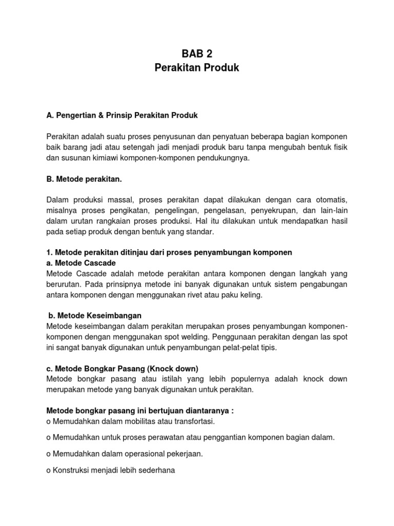 Uraikan yang dimaksud dengan rancangan perakitan