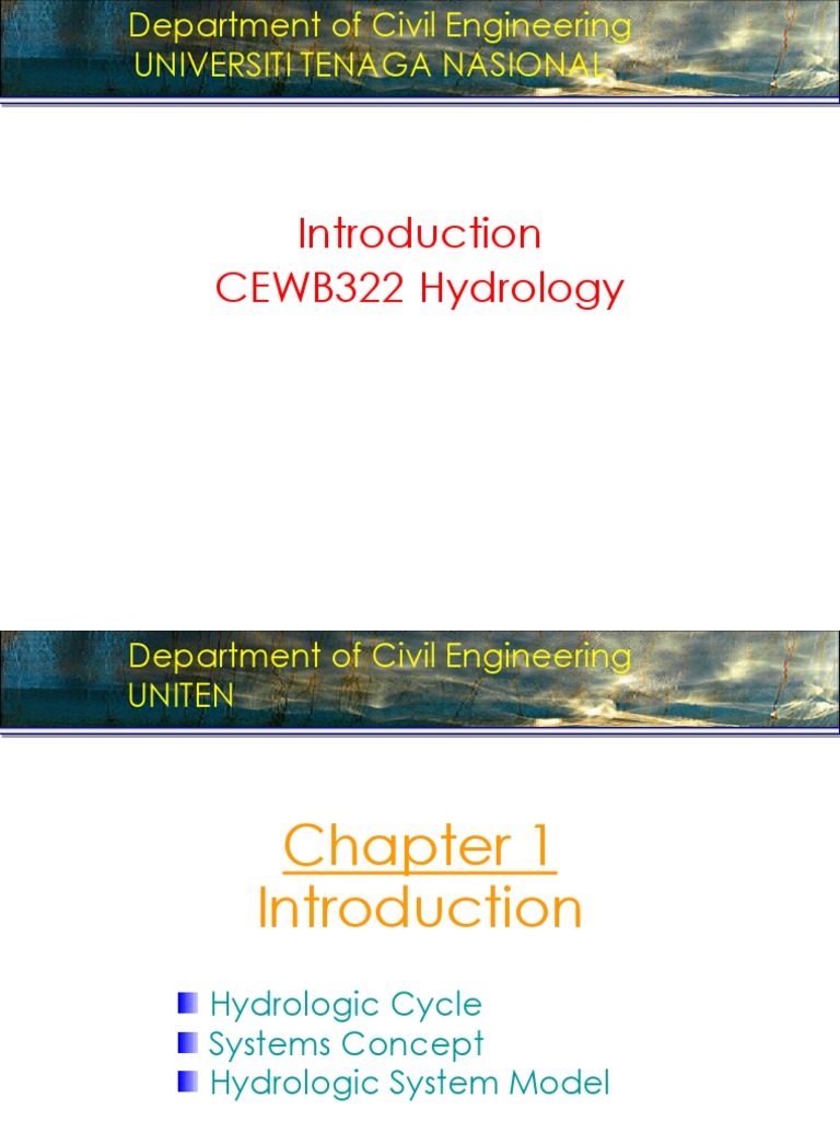 Hydrology Course Overview at UNITEN | PDF | Hydrology | Drainage Basin