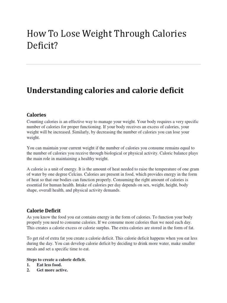 Effective Calorie Deficit Strategies | PDF | Healthy Diet | Dieting