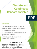 Discrete and Continuous Random Variable
