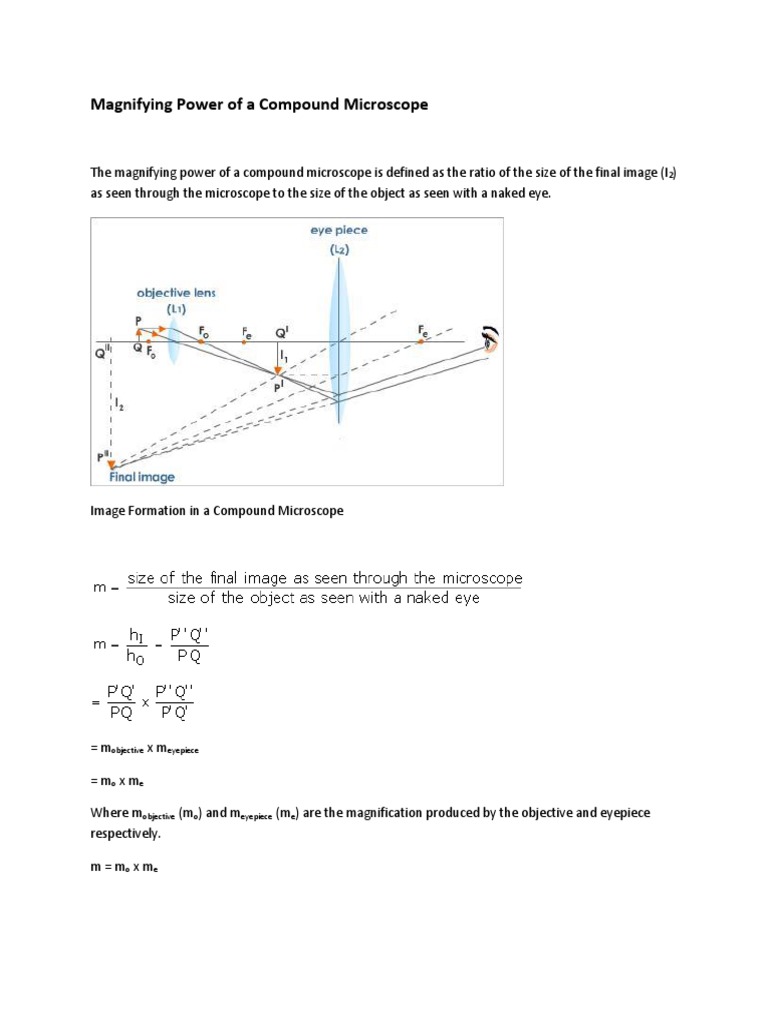 Magnifying Power of A Compound Microscope PDF