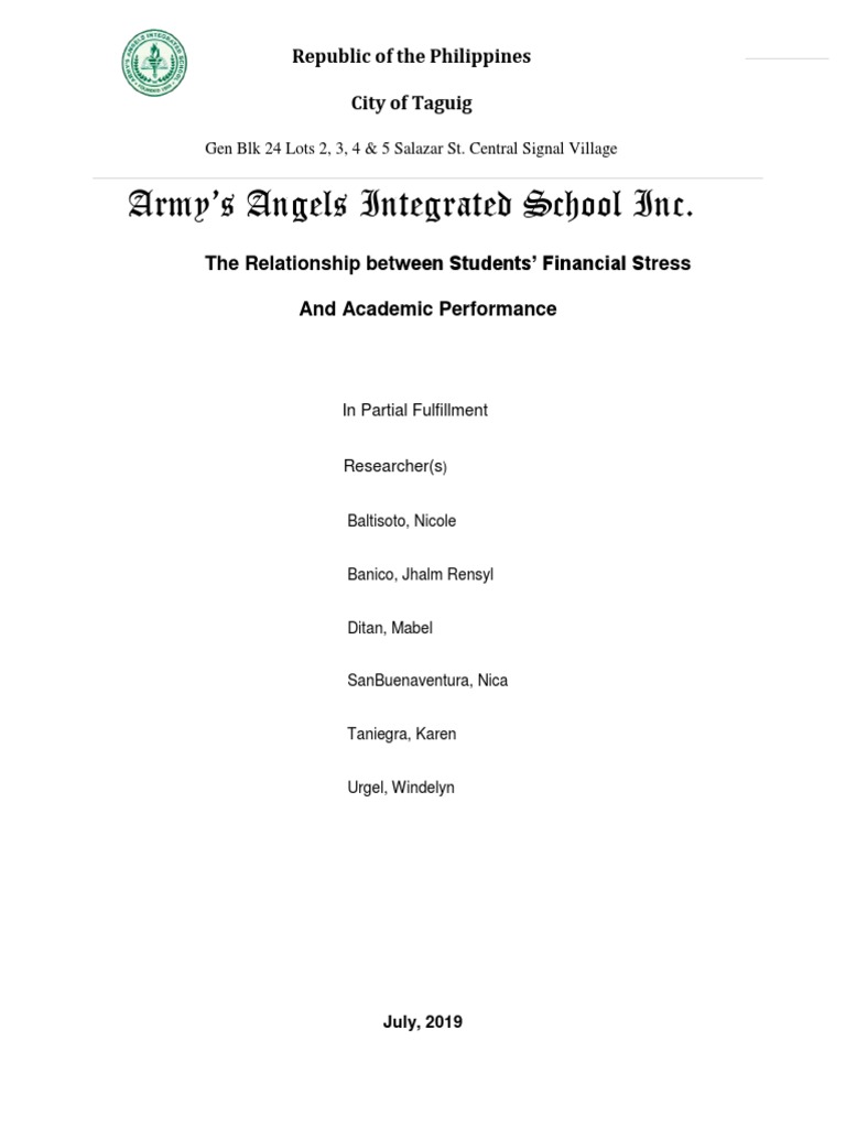 Financial Stress and Academic Performance | PDF | Stress (Biology ...