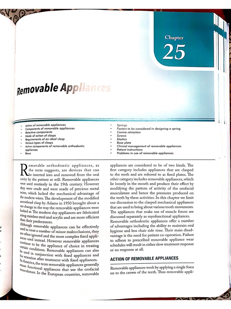 Removable Appliances Prosthodontics PDF