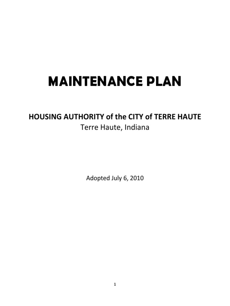 Maintenance Plan Housing Authority of The City of Terre Haute PDF