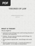 Theories of Law: Introduction To Law 1 LAW 012