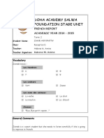 Doha Academy Salwa Foundation Stage Unit: French Report ACADEMIC YEAR 2014 - 2015